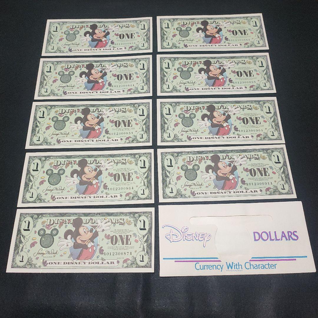 美品　ディズニーダラー 2000年　連番9枚セット 封筒付き　ミッキー