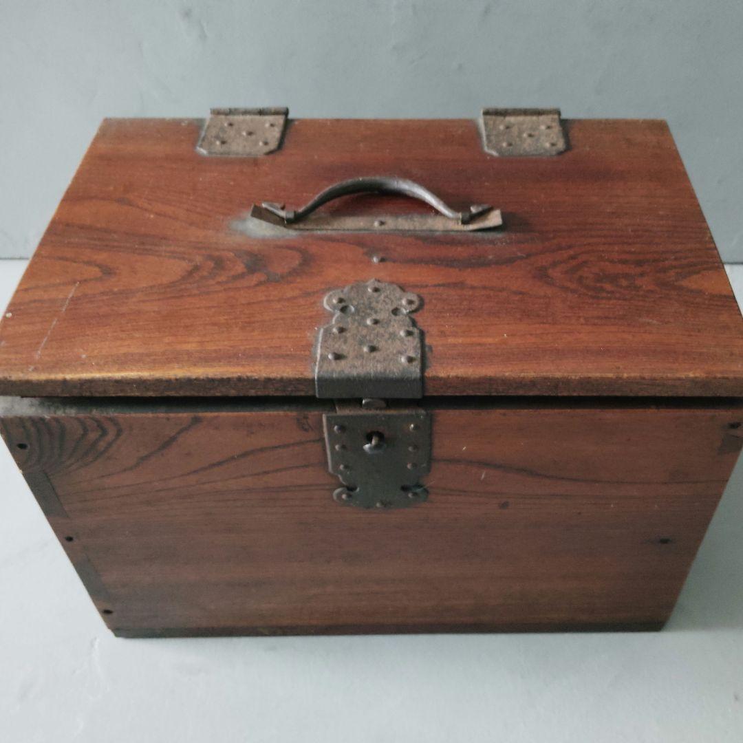 銭箱　木箱　内容物そのままに　時代もの　骨董　古家具　古道具　アンティーク