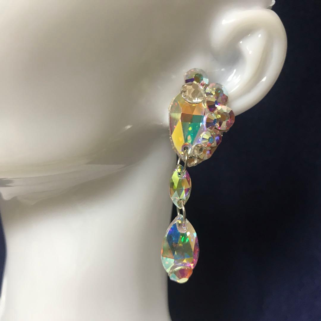 K9とスワロフスキー の美しい輝きロングイヤリング　社交ダンス☆ベリーダンス