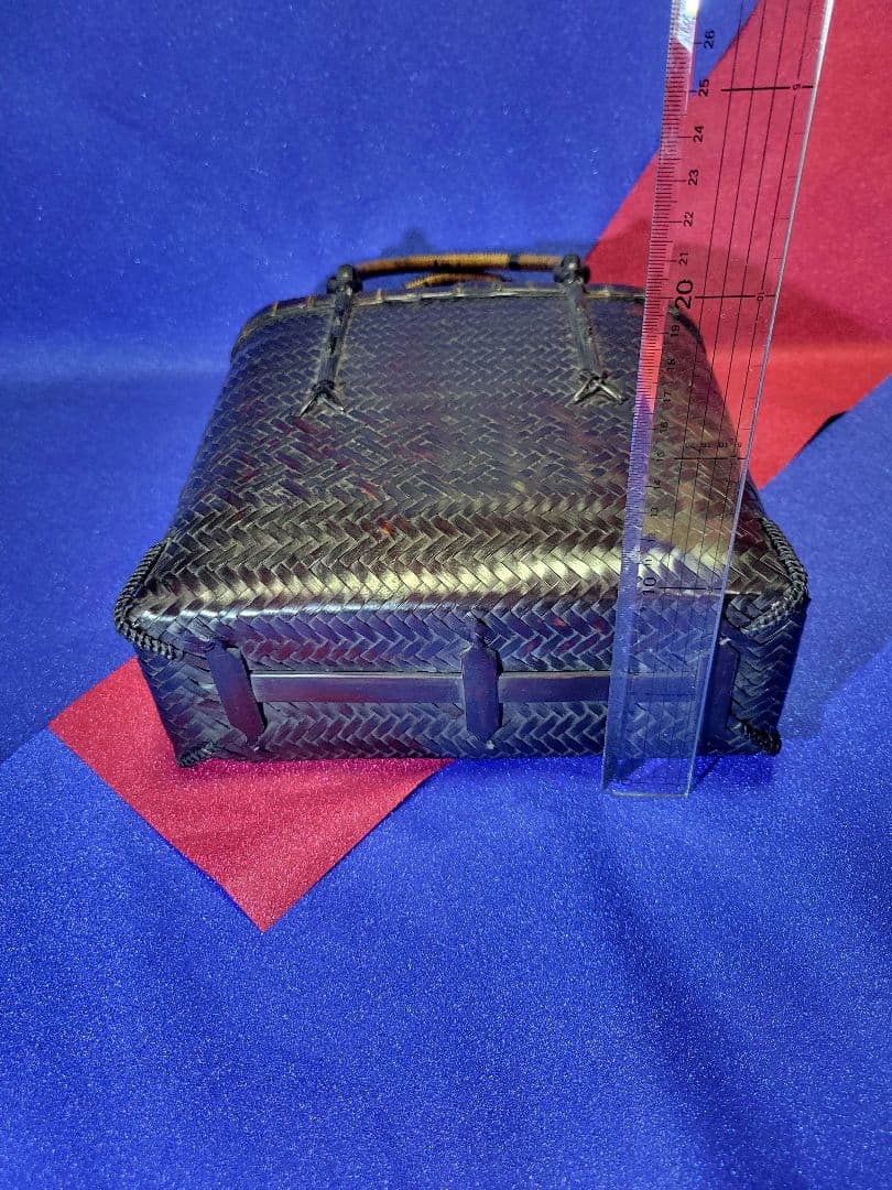 竹編みバッグ　大島紬内張り　茶道具　竹細工