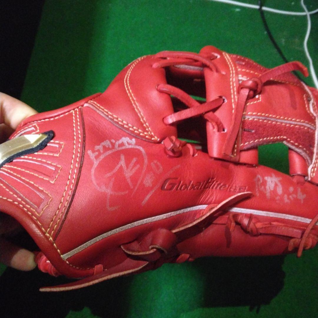 赤 軟式グローブ Global Elite