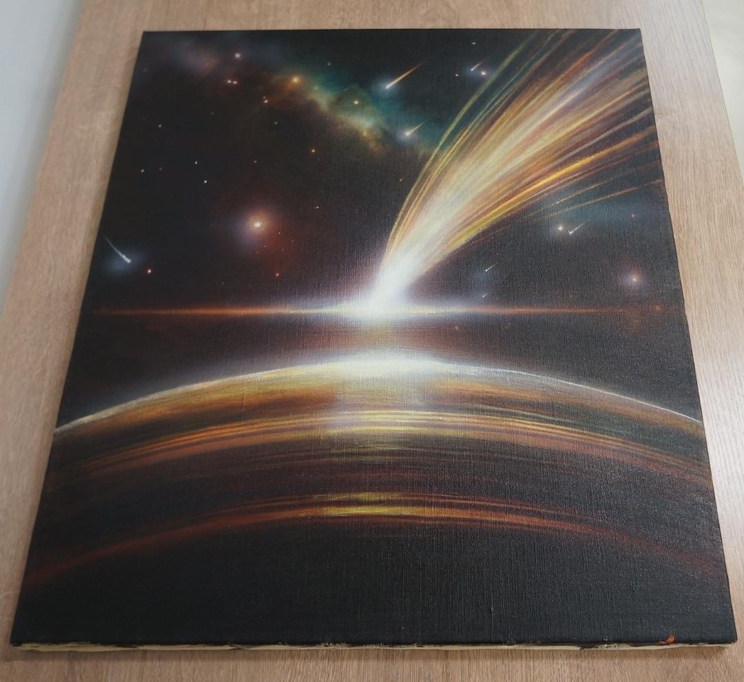 0006　絵画　宇宙　木製　額縁