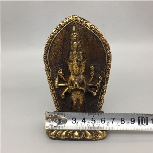 銅製 仏像 八臂十一面観音仏像 開運 風水 招財 置物 工芸品