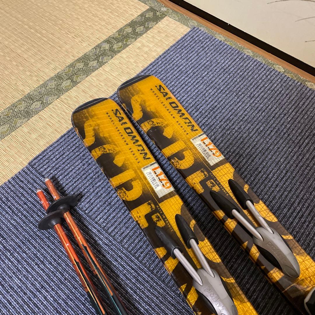 スキー　スキー板180サロモン　スキーストック115センチ　スキーセット