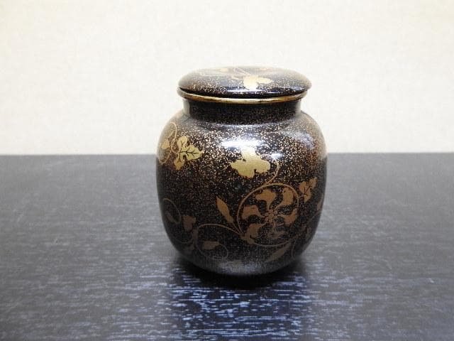 梨地ツタ蒔絵茶入？　江戸時代　保存箱　MA268
