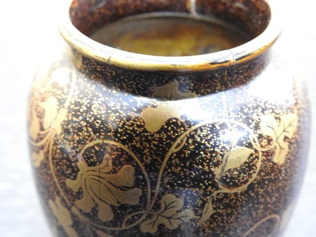 梨地ツタ蒔絵茶入？　江戸時代　保存箱　MA268