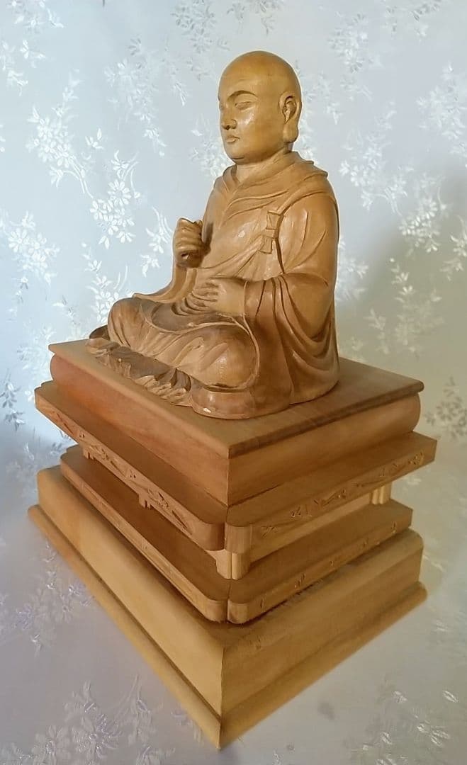 僧形坐像 法然上人坐像 #074 ◆白檀 木彫 仏像