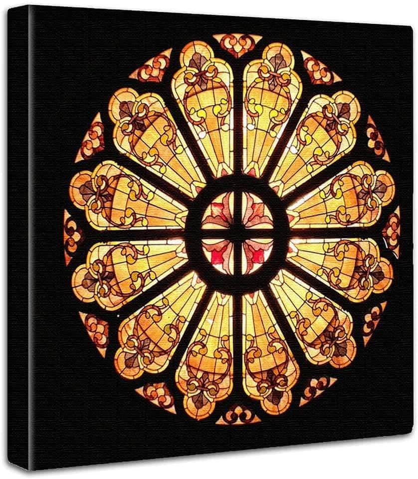 ステンドグラス アンティーク アートパネル cru-0016_30× 30_新品