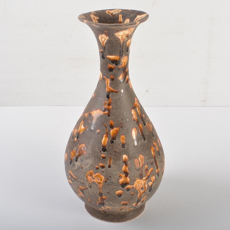 中国　玳玻釉　玉壷春瓶　花瓶　V　R6424B