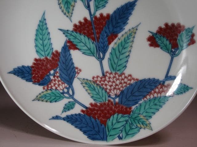 ☆　13代　今右衛門　錦藤袴絵額皿☆y339