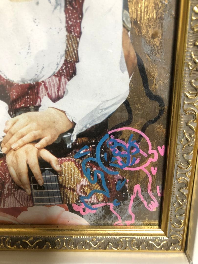 根本敬　直筆　ドローイング　コラージュ　作品　額付き