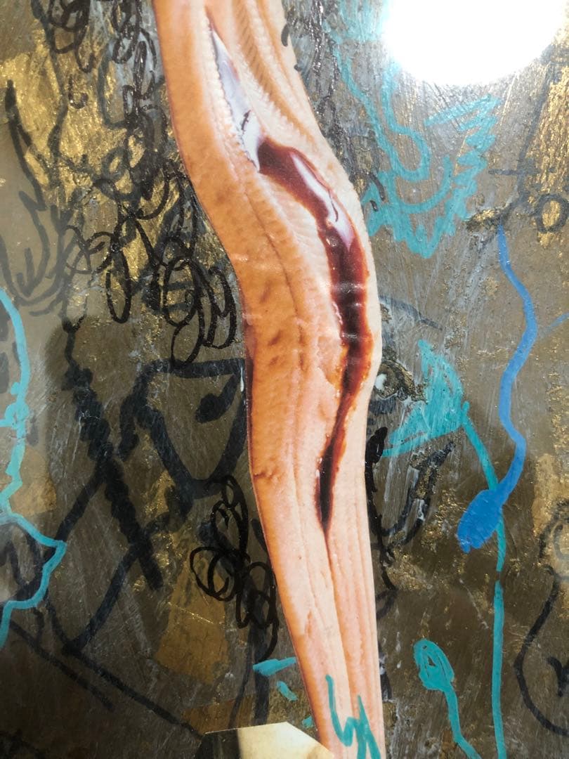 根本敬　直筆　ドローイング　コラージュ　作品　額付き