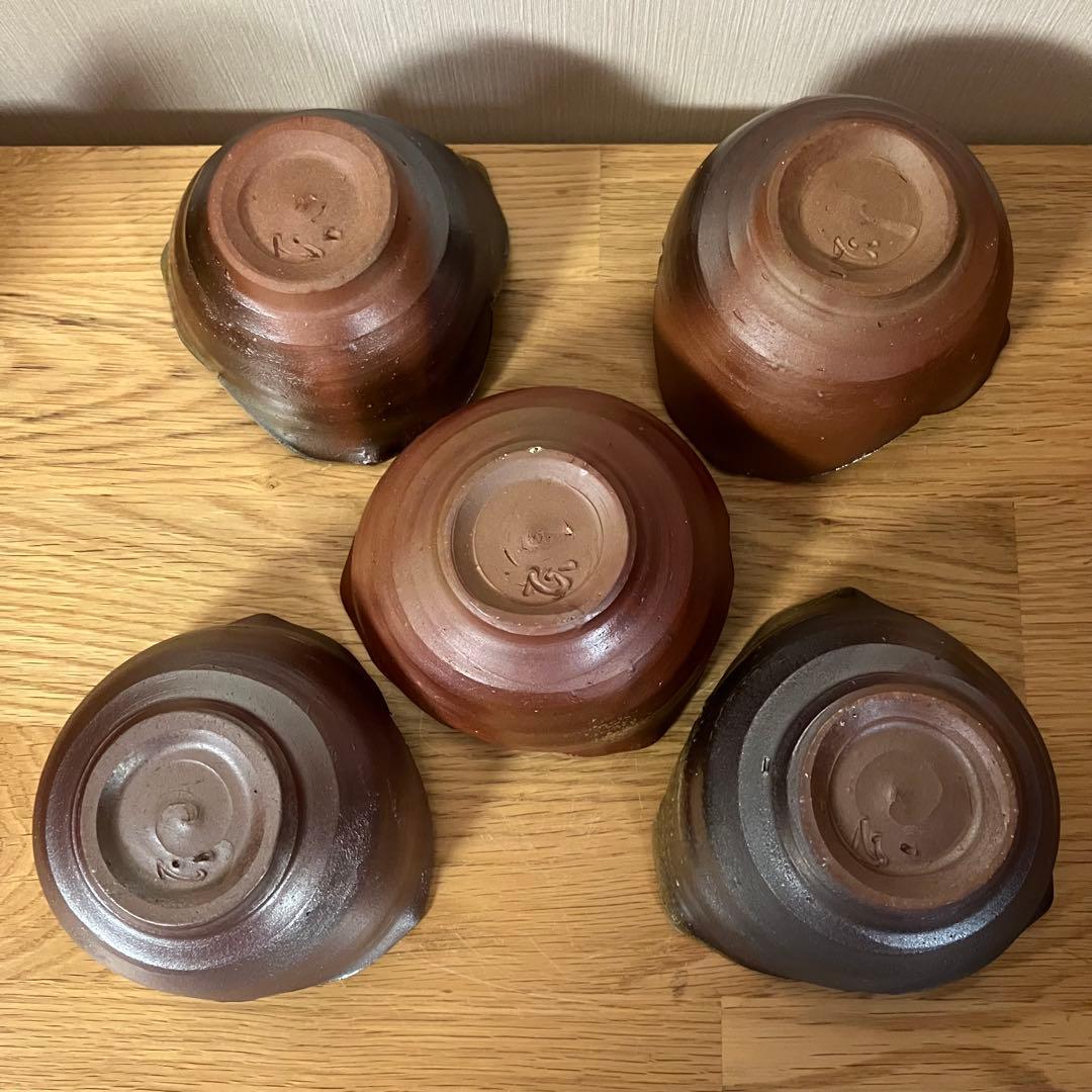 備前焼　山本和泉造　割山椒　向付　5客　※