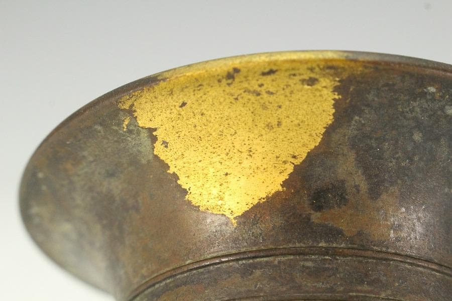 蔵六造 飛金 刻 霊芝 青銅 香炉 在名(K-XA807)