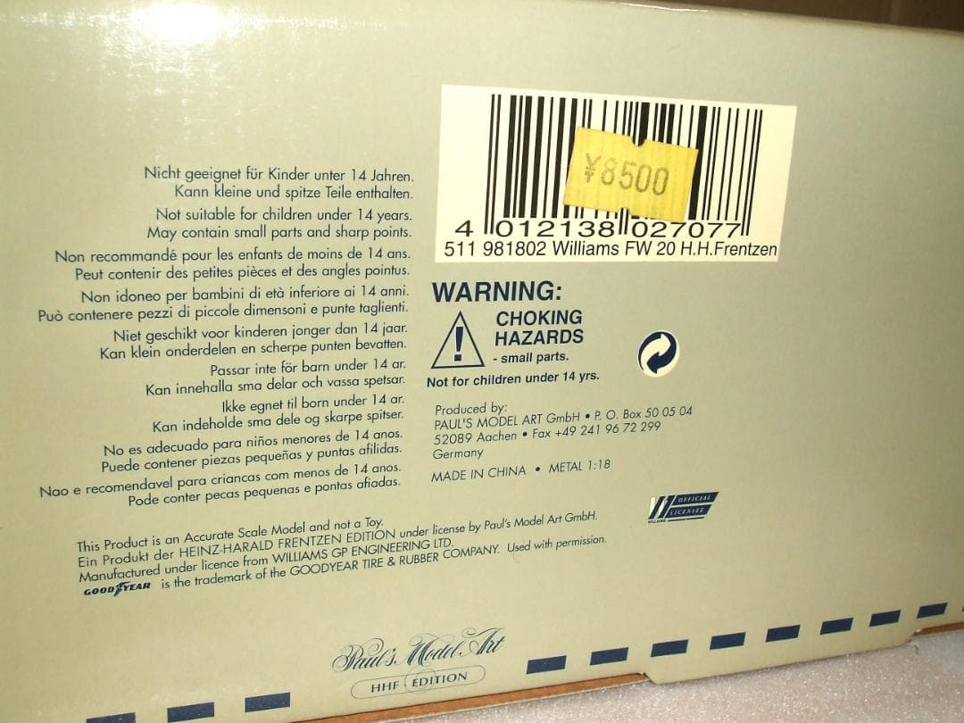 ミニチャンプス　ウィリアムズ　ＦＷ２０　H・H・フレンツエン　１／１８