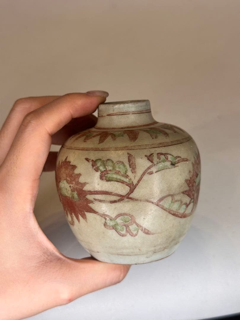 明時代 明洪武 釉裏紅 小壺茶入 中国古美術 古董品