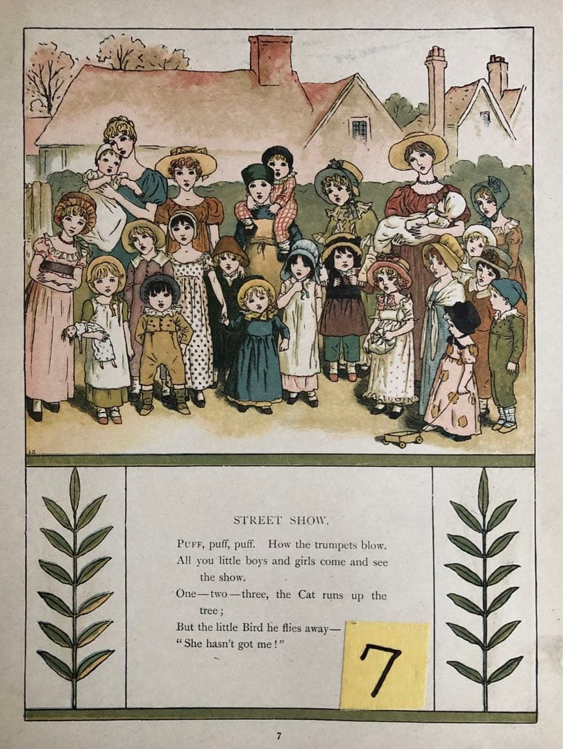 1885年に出版された ケイト・グリーナウェイの 多色版画で製作された絵本