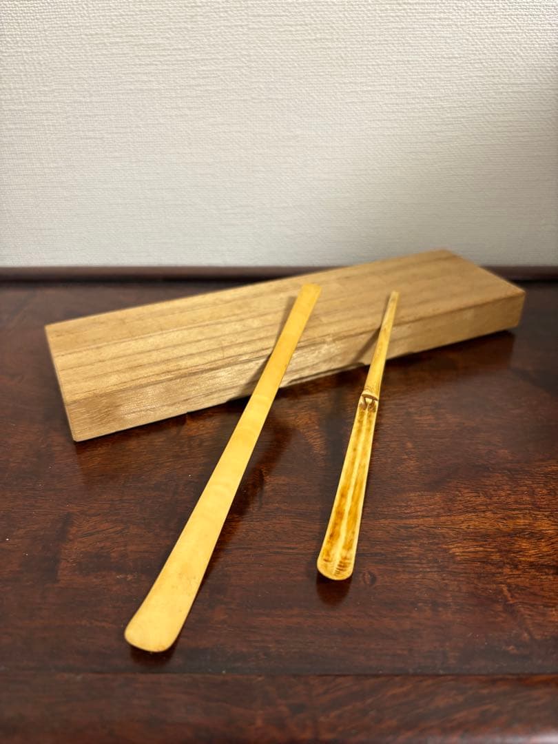 極上材茶杓 2本セット 天然材料 時代物 茶道具 鉄瓶