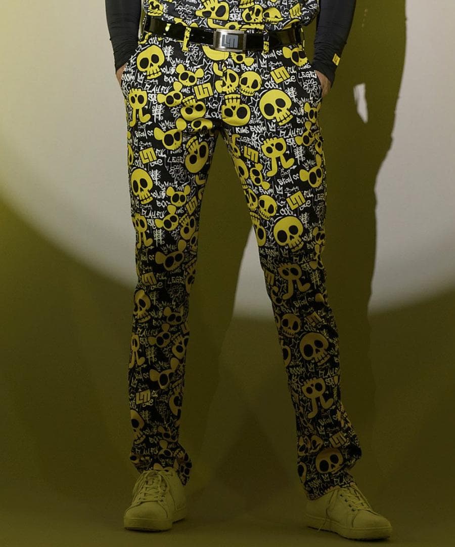 ★春ゴルフ★ラウドマウスゴルフ★ストレッチツイル柄パンツ★L★アニマルスカルズ