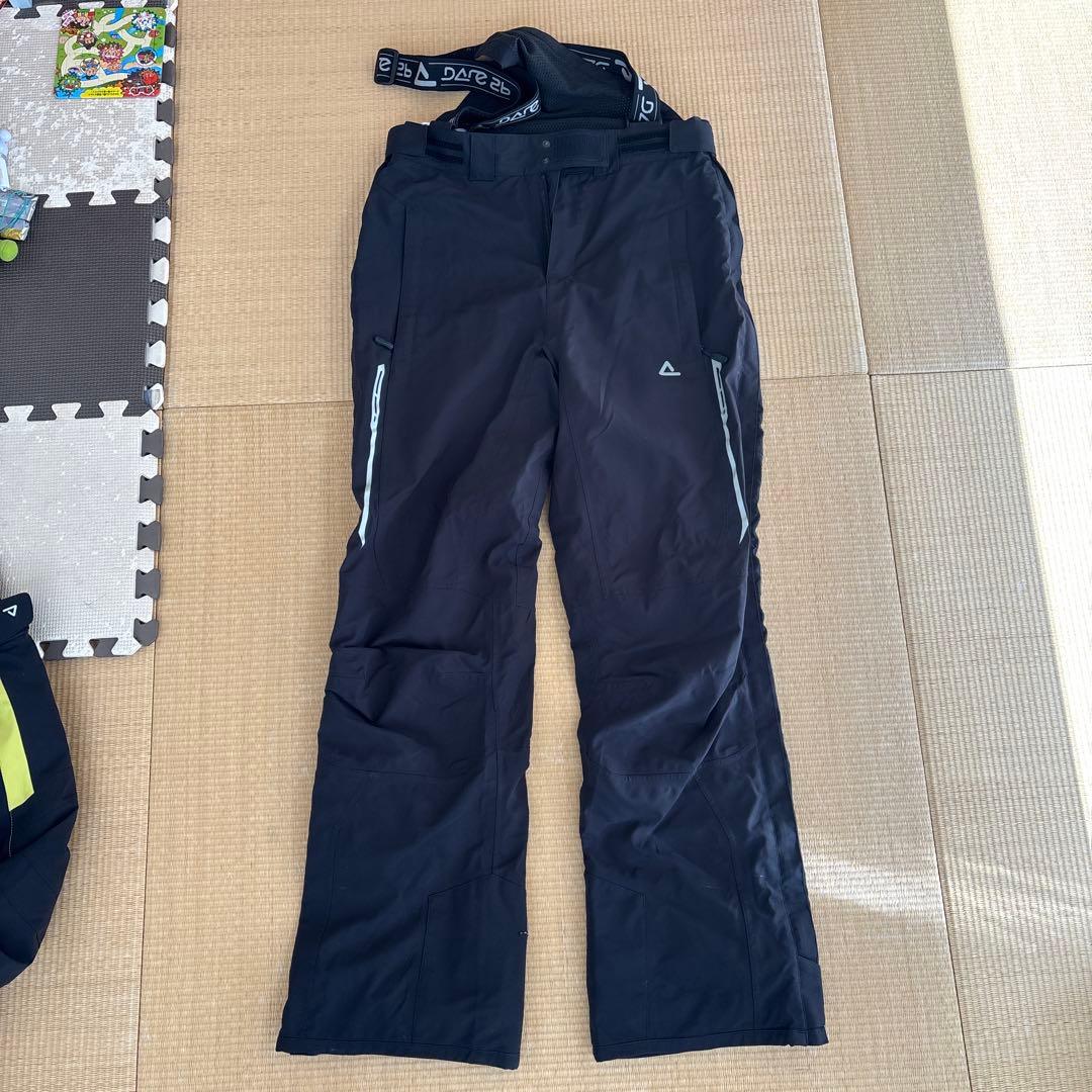 スキーウェア上下　メンズ 黒/黄 フード付き