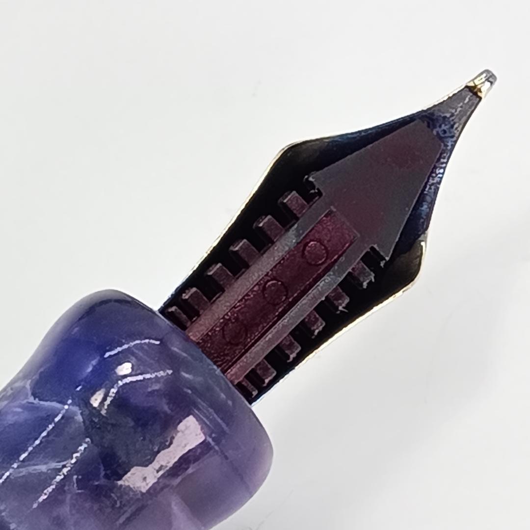 希少 マーレン K18 万年筆 イタリア製 マーブル パープル 流通少