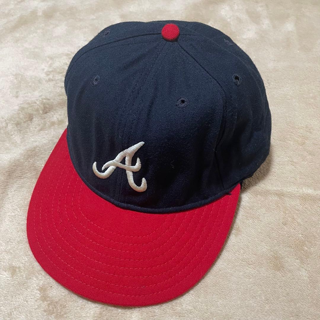 90s USA製 NEWERAアトランタブレーブス キャップ ネイビー レッド