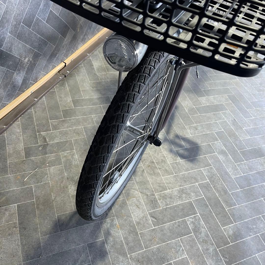 電動アシスト自転車 パープル 前後バスケット付き