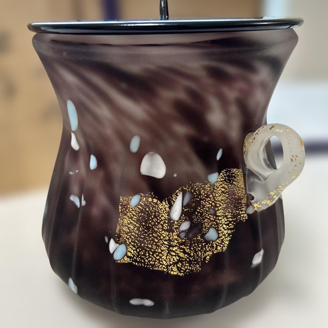 【希少】手吹き水指　藤田喬平　紫三彩