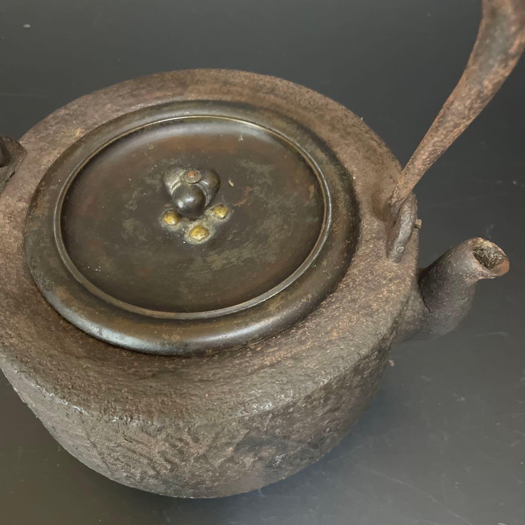 時代物　鉄瓶　大国　安之助　龍文堂銅蓋