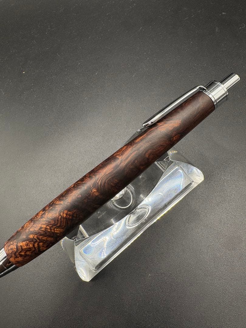 512極上　ホンジュラスローズウッド　瘤杢　木軸シャーペン　ボールペン