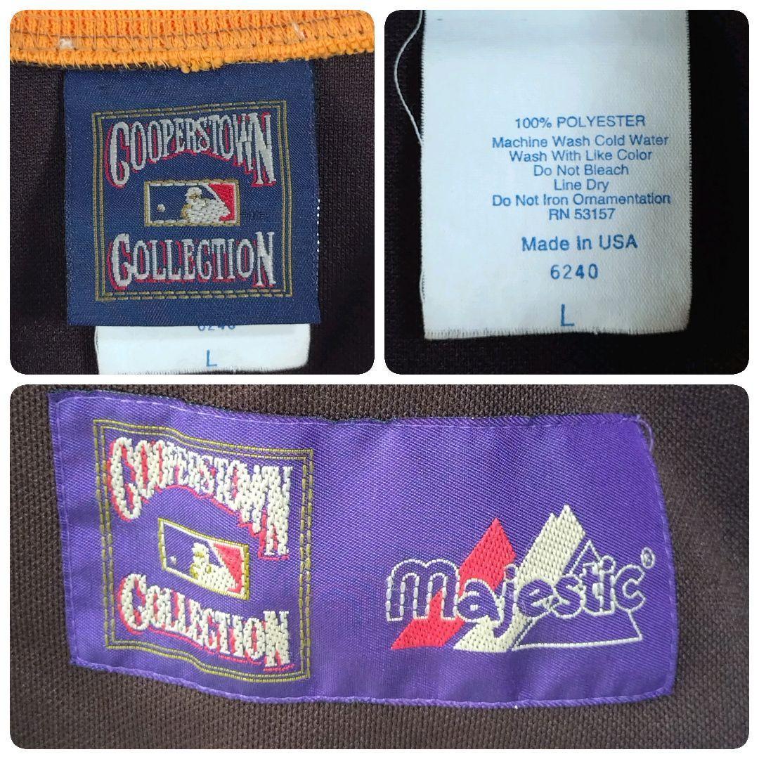 MLB★USA製 人気 パドレス 刺繍ロゴ ワッペン付 ゲームシャツ 茶 L