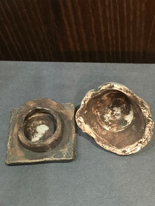 古　赤膚焼　お福香合