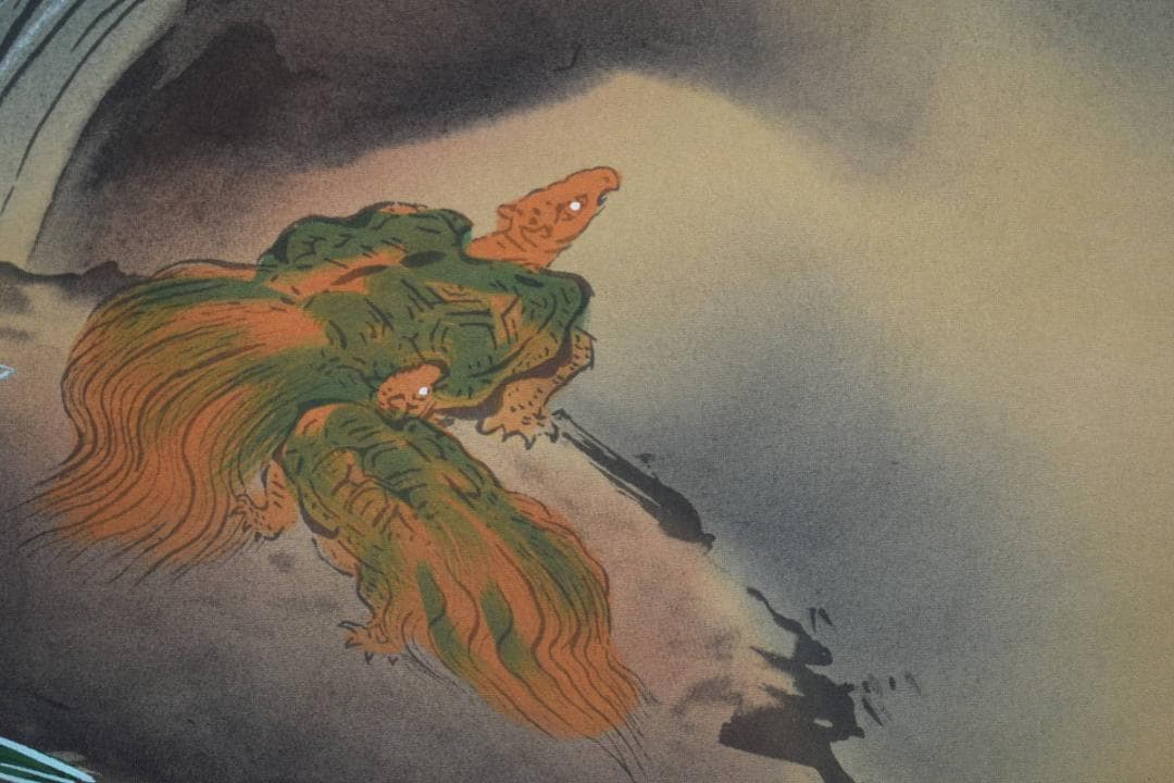 複製/芳崖/寿老人鶴亀図/三福対/工芸/桐共箱付/布袋屋掛軸HE-842