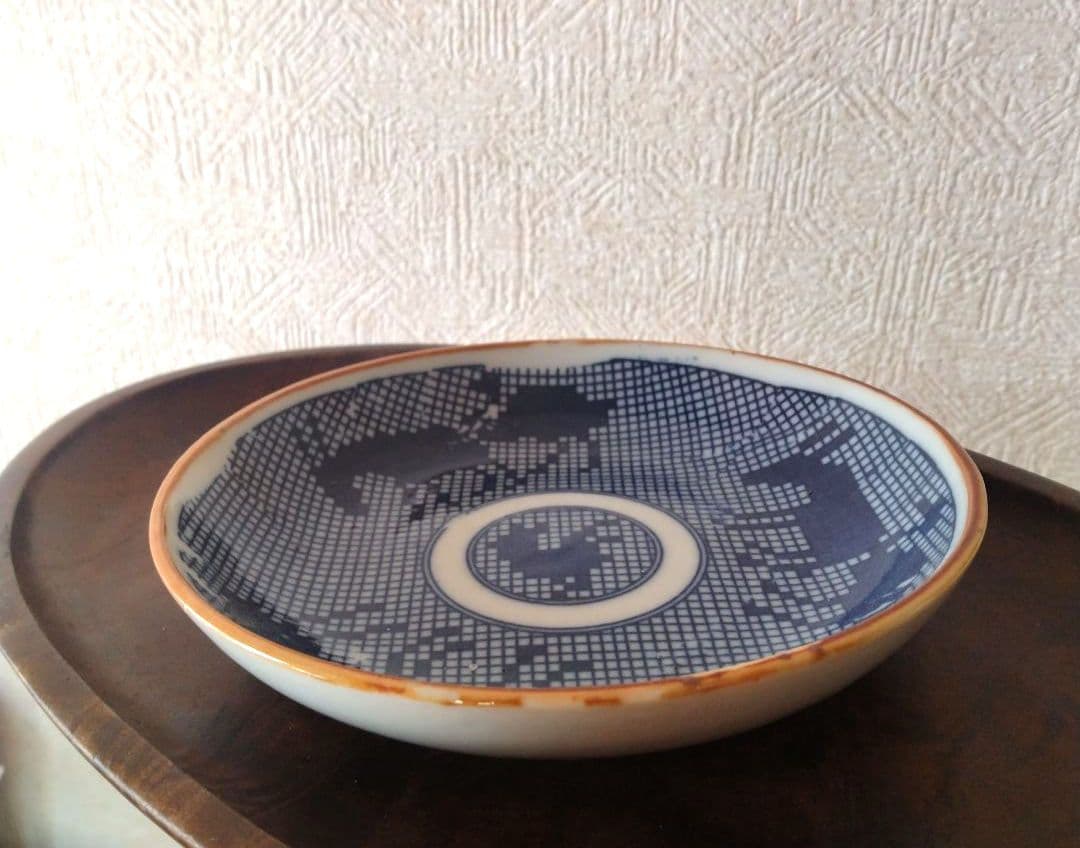 古伊万里明治印判動物図平皿ニワトリ山羊ラクダ