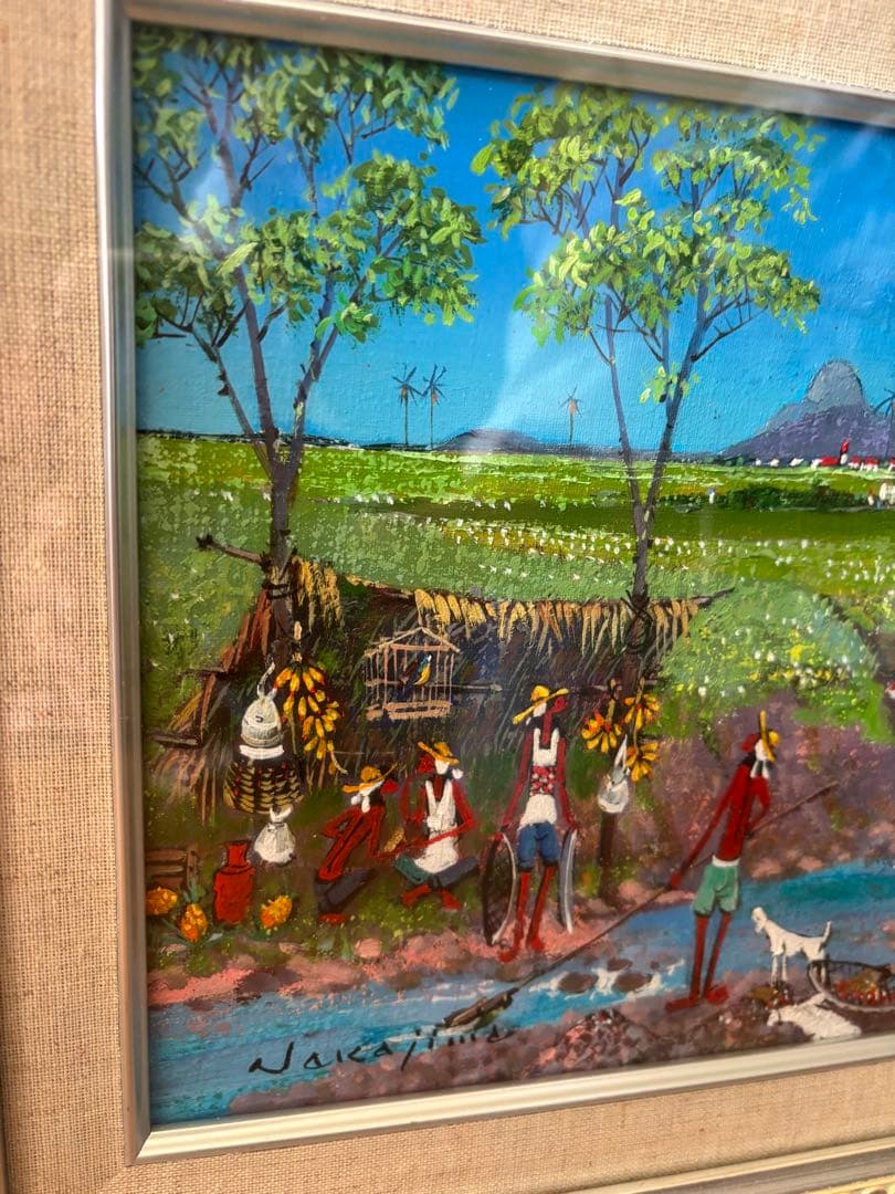 絵画 油彩 額装 油絵 中島岩雄　遺作　ブラジル　砂金