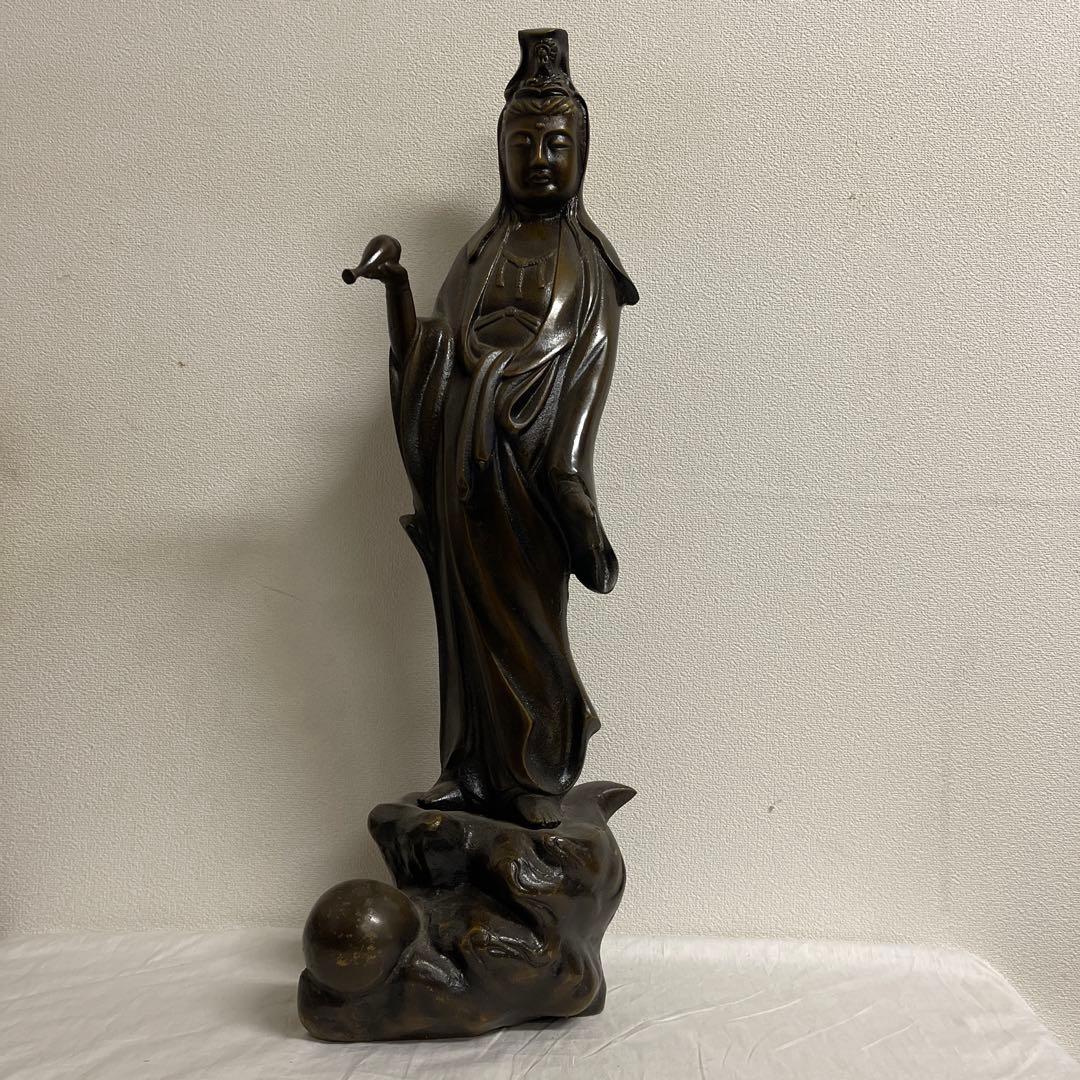 悲母観音　高さ約62センチ　狩野芳崖　鉄製　やや傷あり
