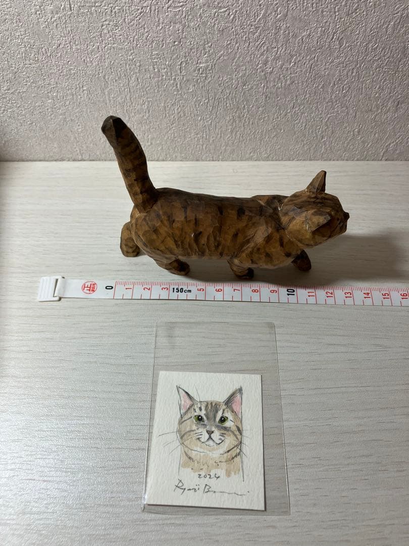 【希少】バンナイリョウジ　木彫り猫