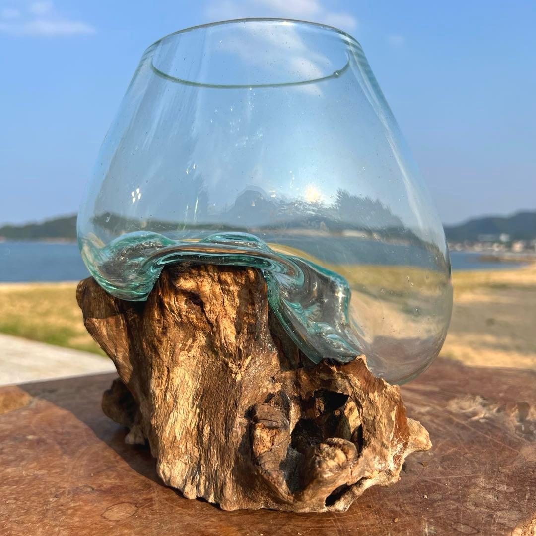 流木ガラスオブジェ大G 花瓶 金魚鉢 ガーデニング フラワーポット 水槽 アート