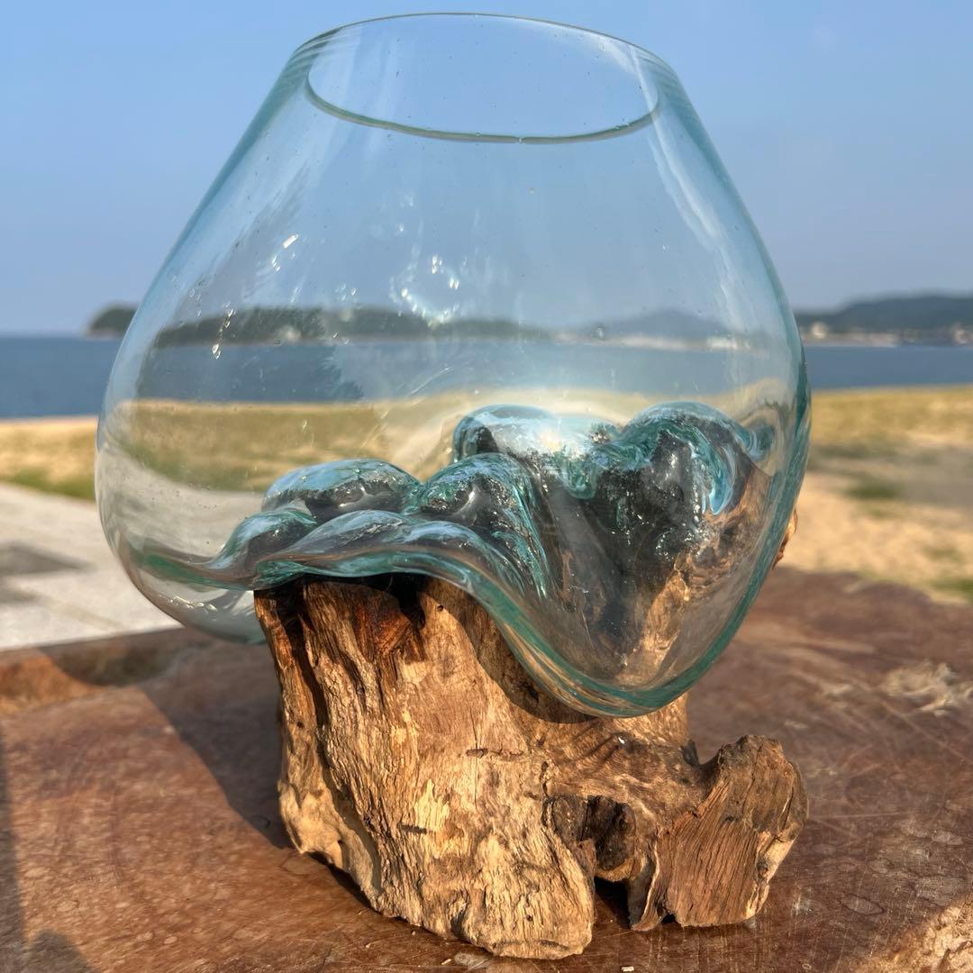 流木ガラスオブジェ大G 花瓶 金魚鉢 ガーデニング フラワーポット 水槽 アート