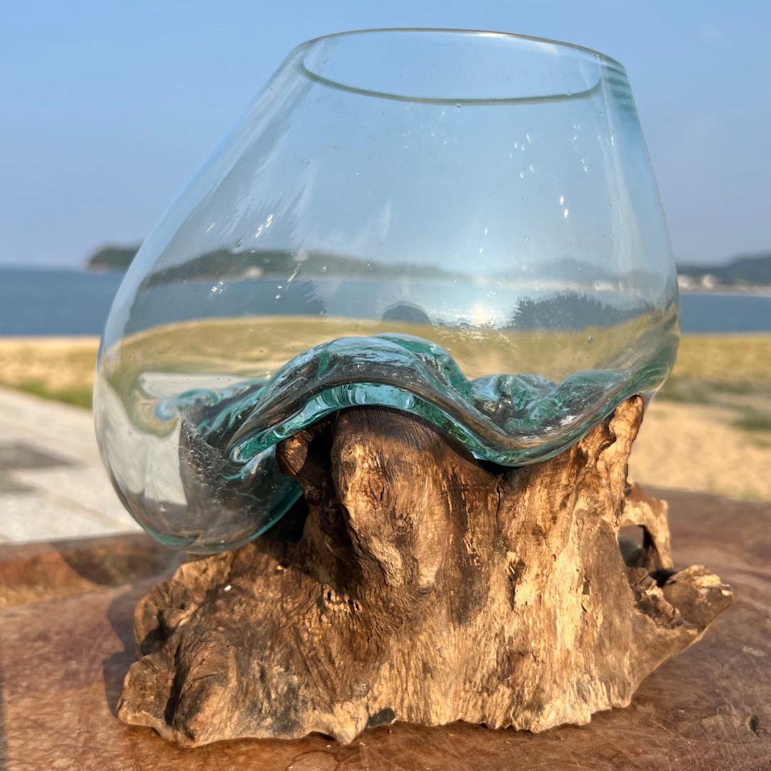 流木ガラスオブジェ大G 花瓶 金魚鉢 ガーデニング フラワーポット 水槽 アート