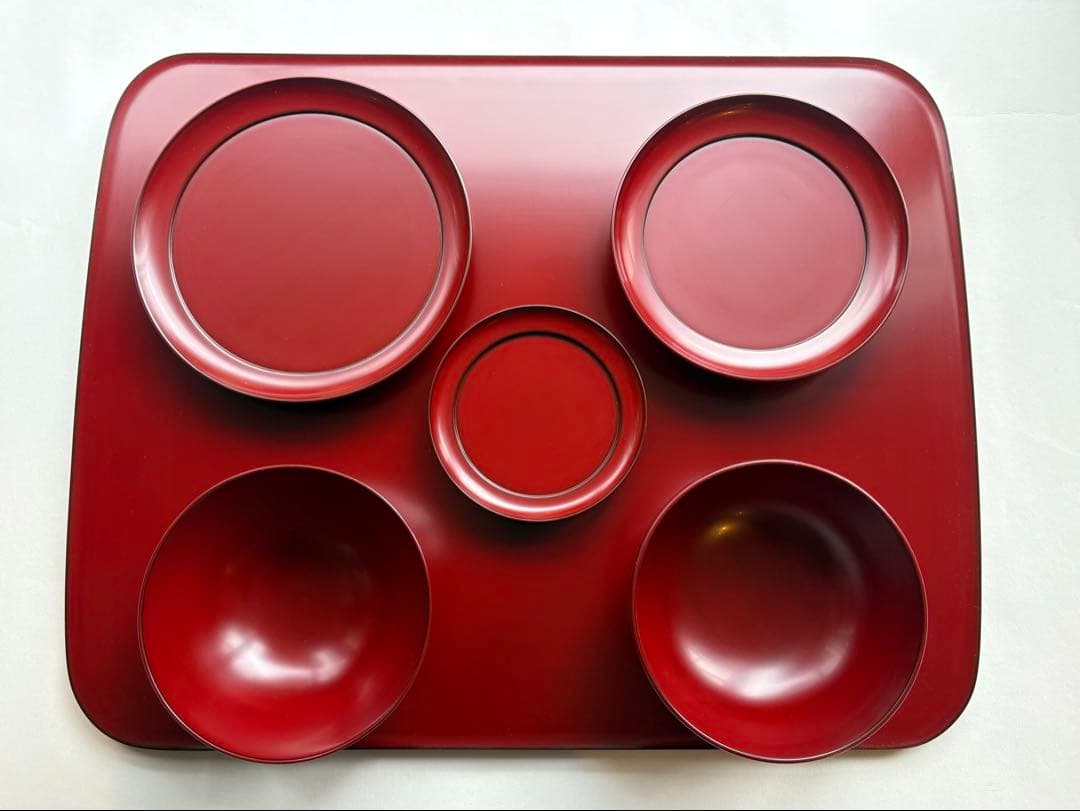 未使用　輪島屋善仁　朝食膳揃　朱塗り　輪島塗　極美品