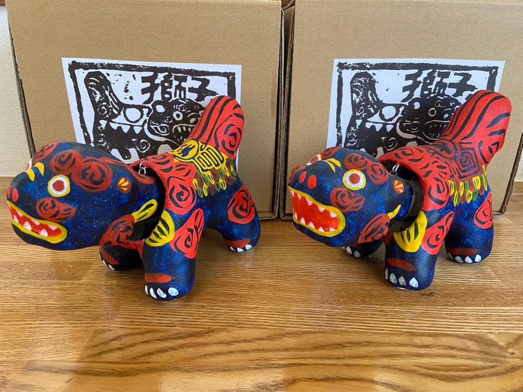 特注品 琉球張子 豊永盛人 ロードワークス シーサー2体セット 阿吽