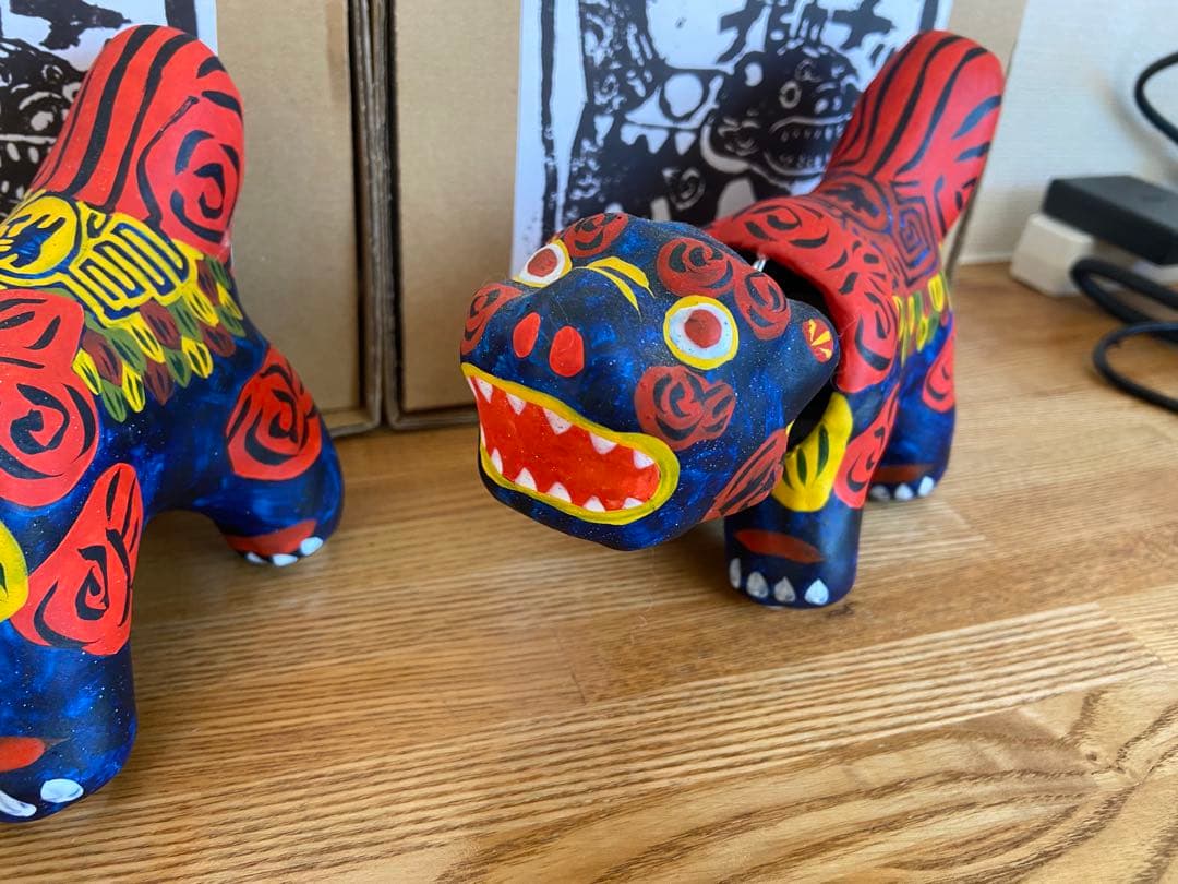 特注品 琉球張子 豊永盛人 ロードワークス シーサー2体セット 阿吽