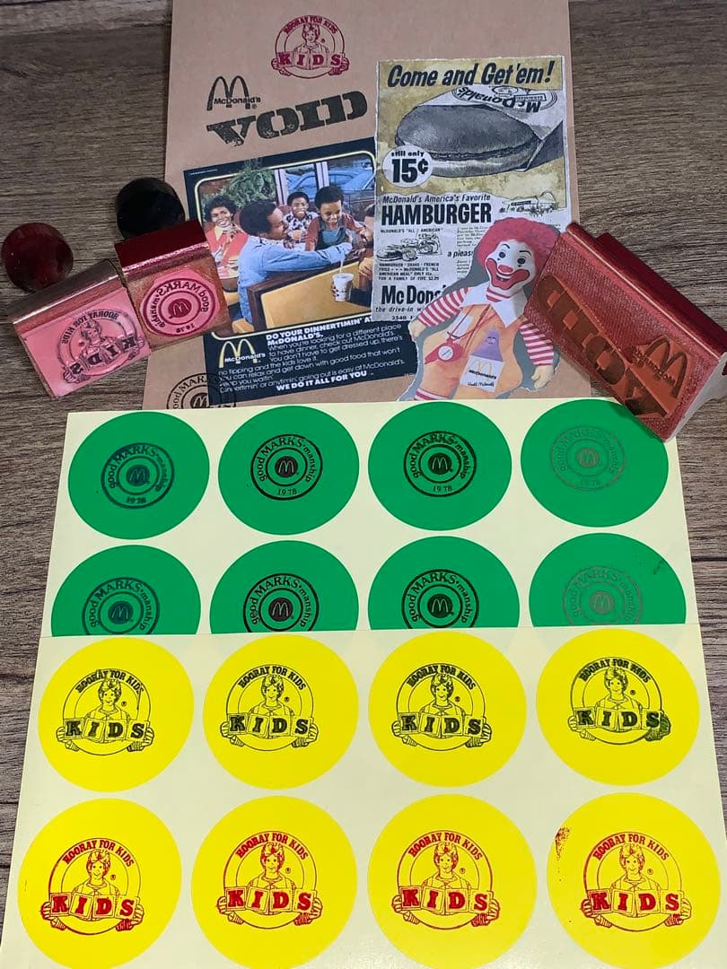 1978 アメリカ　マクドナルド　店舗備品　ヴィンテージ　ウッドスタンプ　レア