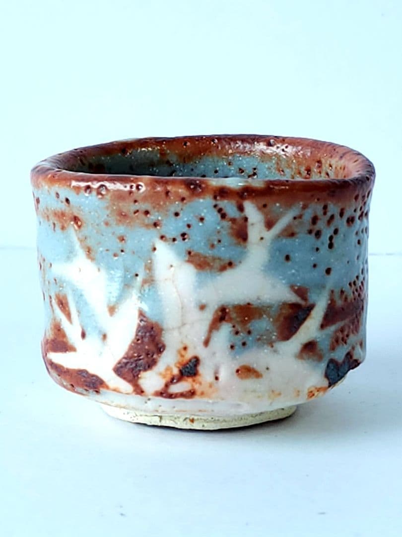 人間国宝　加藤卓男　鼠志野 酒杯 共箱 酒器 ぐい呑み