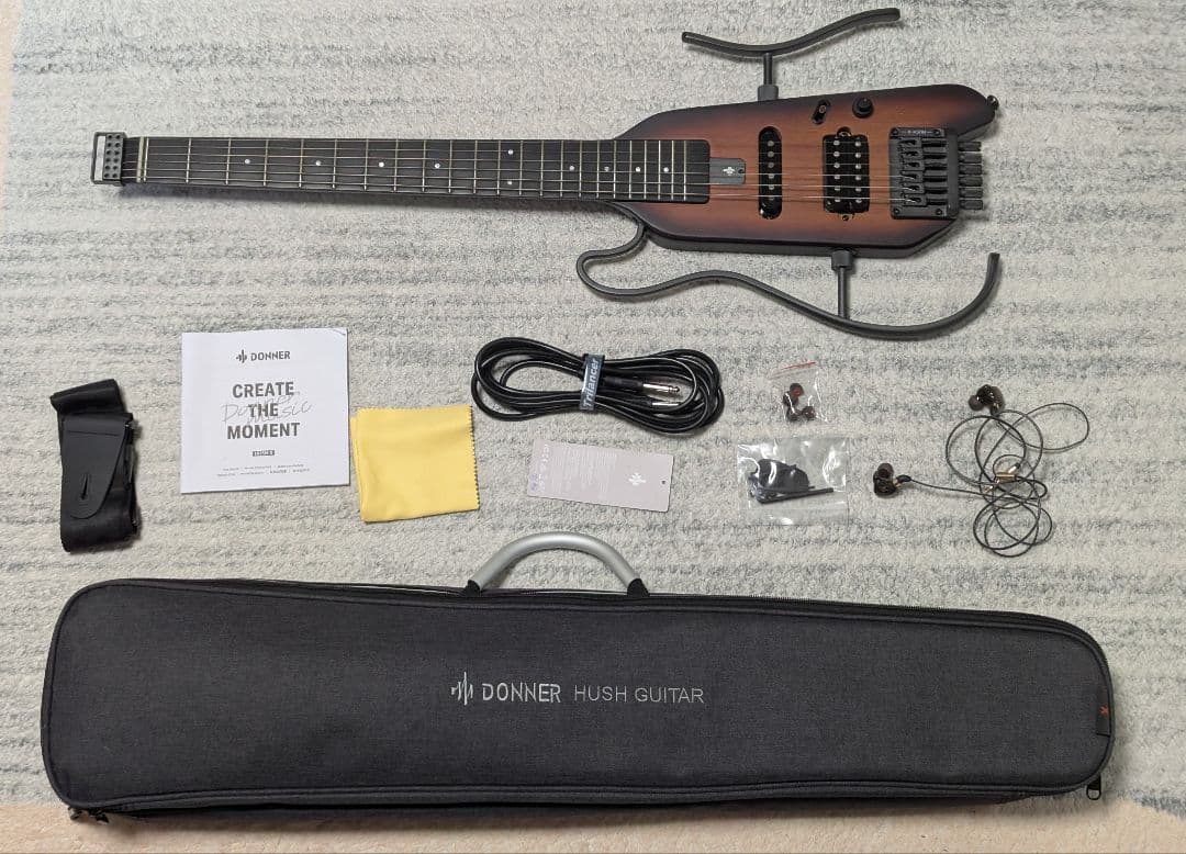 【美品】Donner HUSH-X エレキギター ヘッドレス トラベルギター