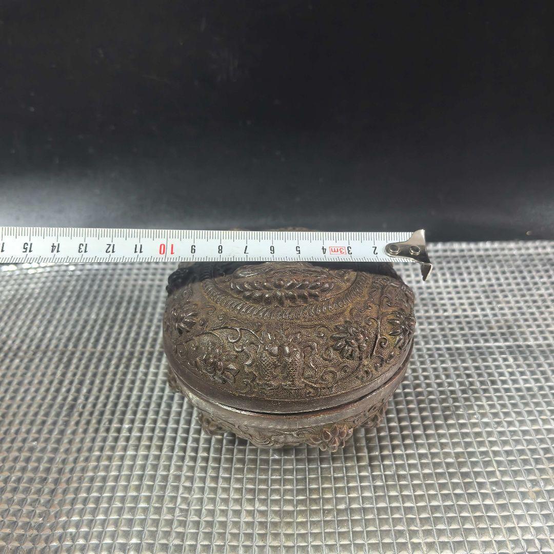 銅製 仏像 彫刻印泥盒 インク盒 アクセサリー盒 文房具 書道具 装飾品 置物