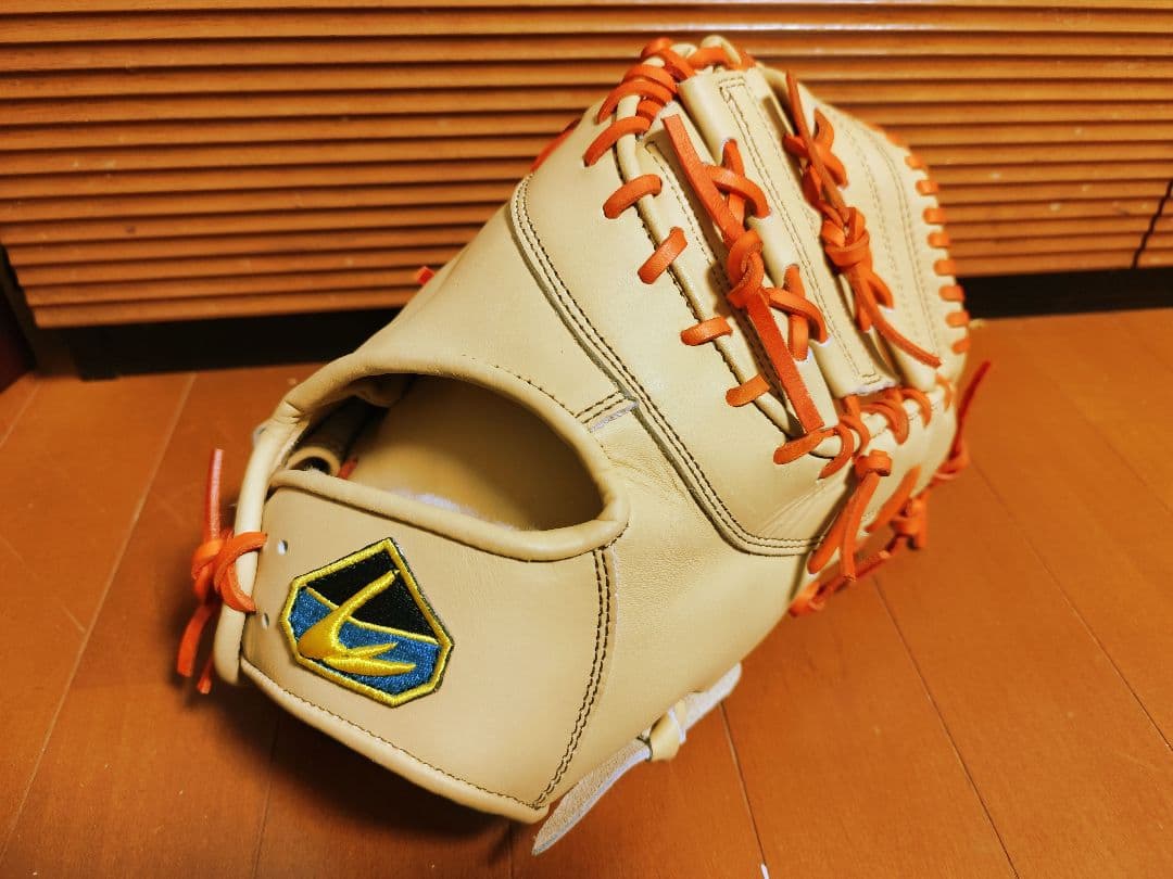 硬式野球ファーストミット クリーム×オレンジ