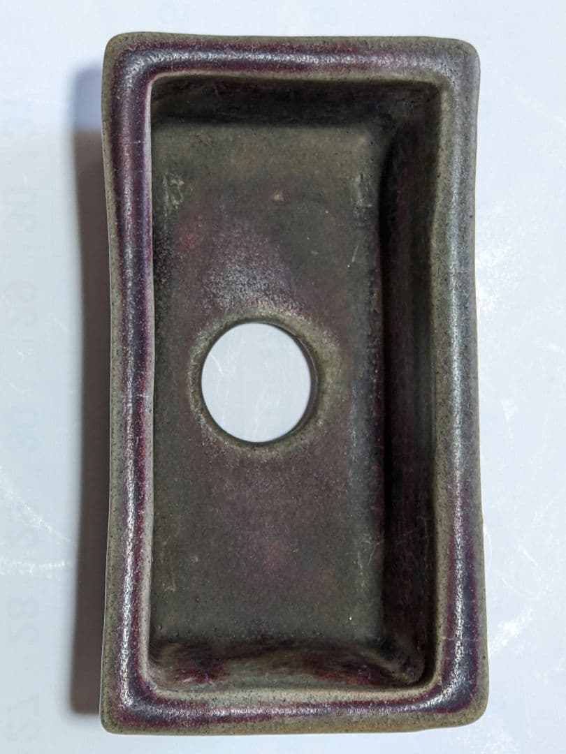 ♦中国古玩 長方形辰砂ミニ盆栽鉢 北京紫禁城 建福宮印 古美術品 骨董品