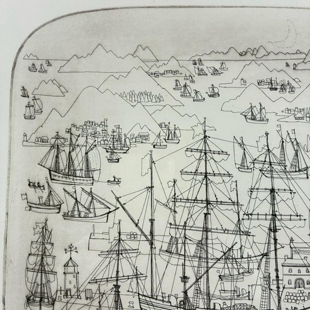 美品 グラハム・クラーク「ヴィンテージポート」エッチング 直筆サイン入 神戸